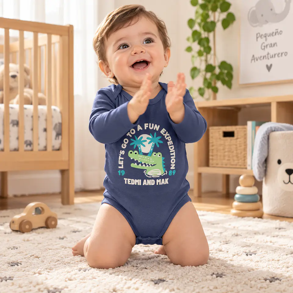 Pack 5 Bodys Manga Larga para Bebé Niño – Cocodrilos y Dinosaurios 2