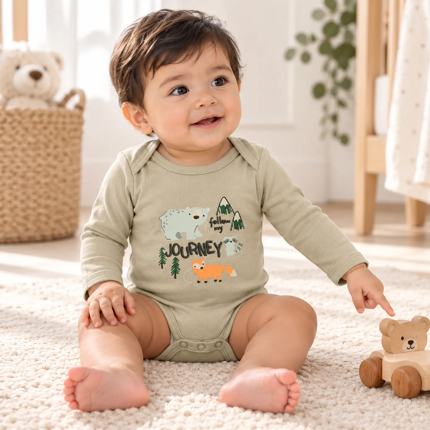 Pack 4 Bodys Manga Larga para Bebé Niño – Animales y Aventura 4