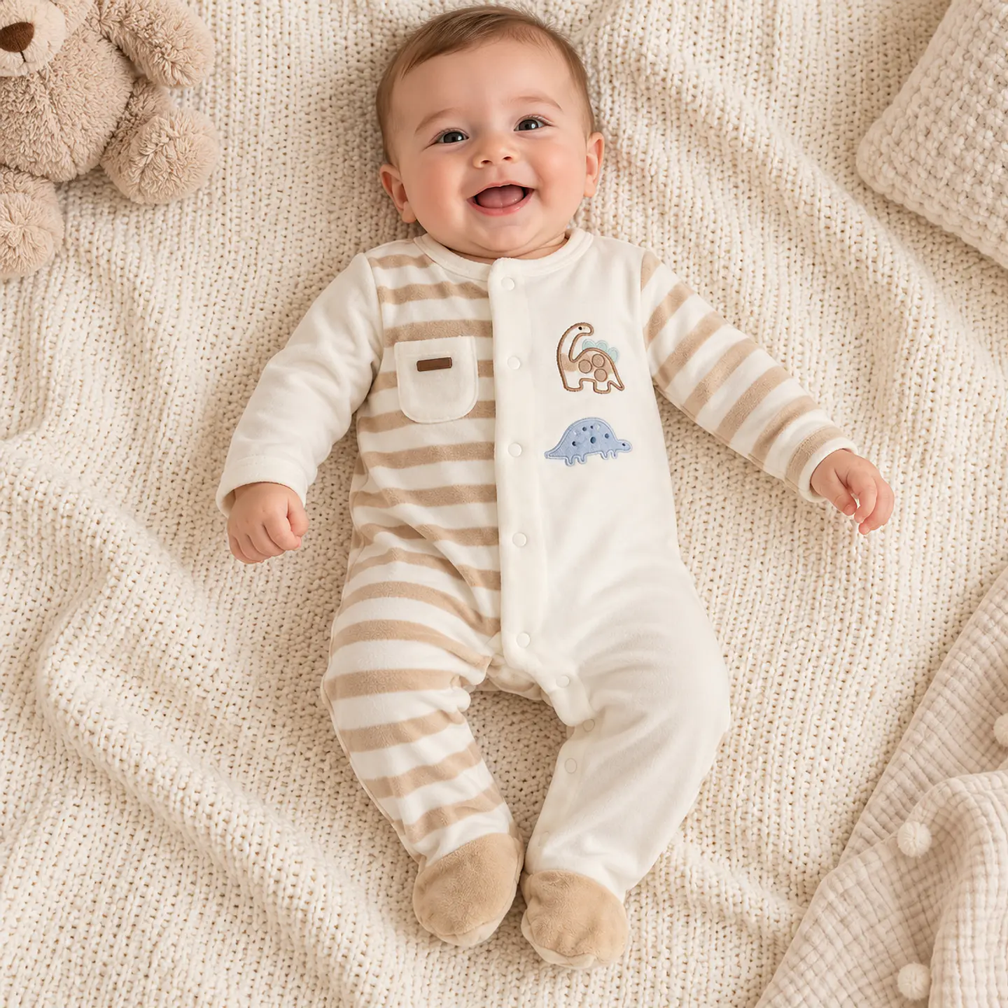 Enterito para Bebé Niño – Dinosaurios Beige 2