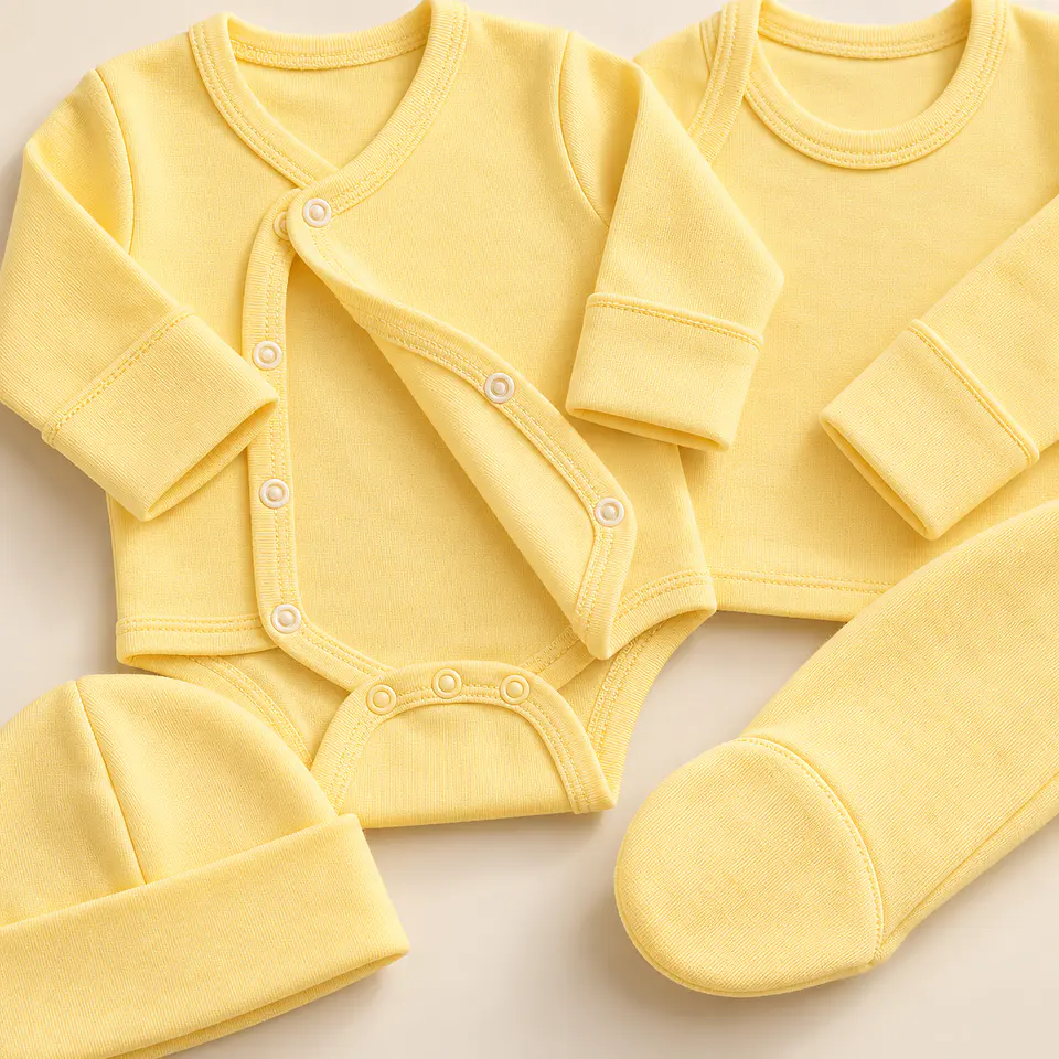 Ajuar Primer Abrazo | 4 Piezas con Mitones Integrados Amarillo 3