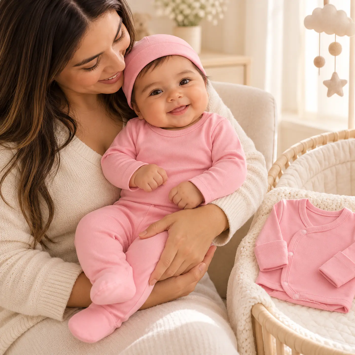 Ajuar Dulce Sueño Rosado | 4 Piezas con Mitones Integrados 4