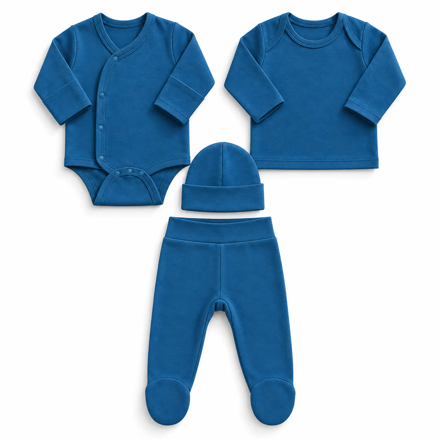 Ajuar Océano Azul de Algodón | 4 Piezas con Mitones Integrados 4