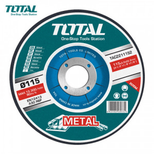 Disco Corte P/ Metal Abrasivo 115mm X 1.2mm Total