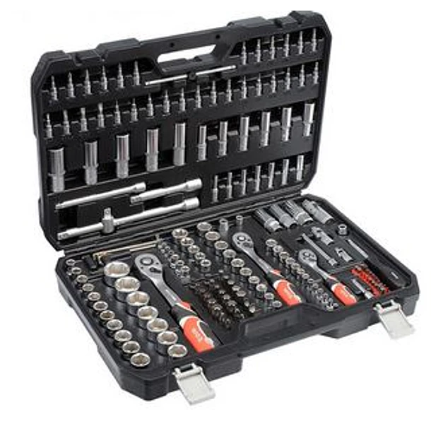 Set de dados de 1/4"- 3/8"- 1/2"  con chicarras y extractore. 173 Piezas Yato