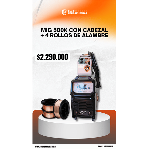 PACK Máquina de Soldar MIG de 500A con cabezal araña Kende Modelo MIG500K