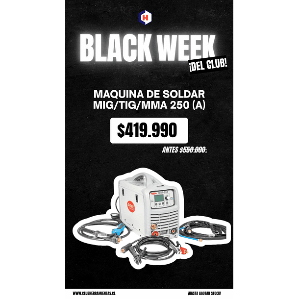 Maquina De Soldar MIG/TIG/MMA 250 (A)