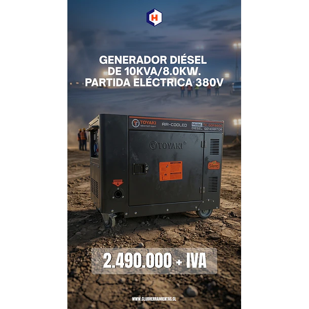 Generador Diésel Insonorizado Trifásico de 10KVA// 8.0 KW TOYAKI 
