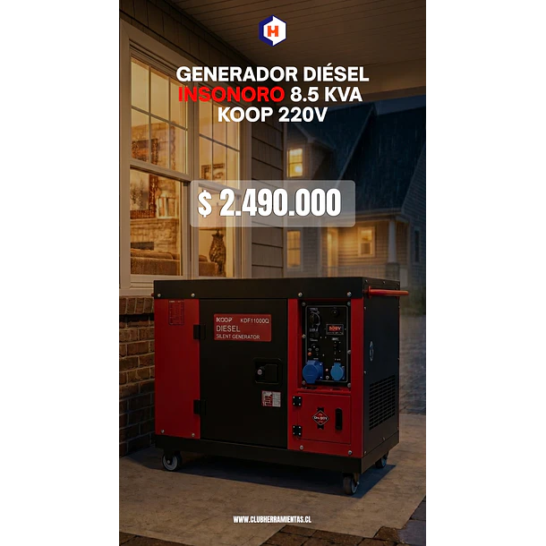 Generador Diésel insonoro 8.5 KVA KOOP 220V con ATS