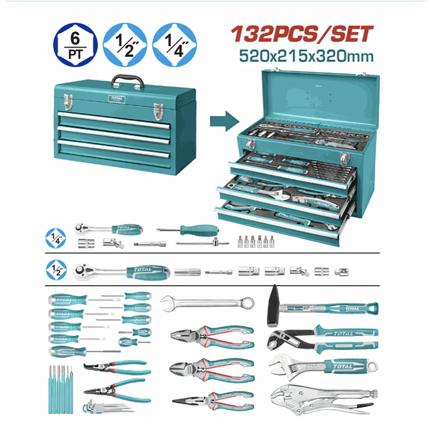CAJA DE HERRAMIENTAS POR 132PCS TOTAL