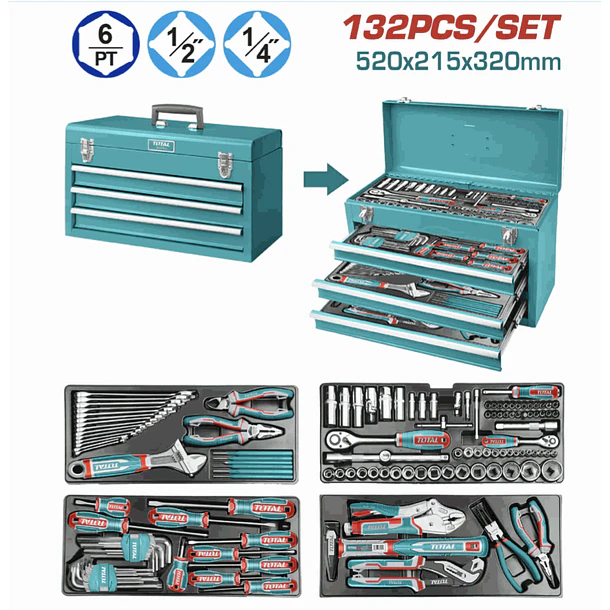 CAJA DE HERRAMIENTAS POR 132PCS TOTAL