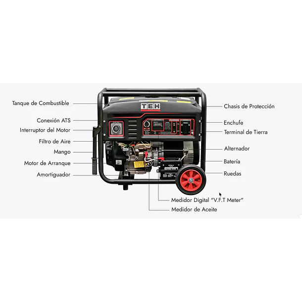 Generador a Gasolina 5.5 kW Partida Eléctrica Conexión ATS TEHTOOLS 5
