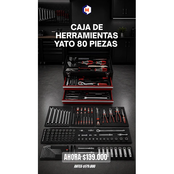 Caja de herramientas con 80 piezas YATO