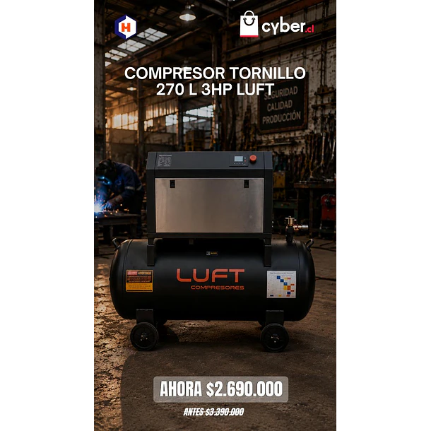 COMPRESOR DE TORNILLO 270L 3 HP LUFT