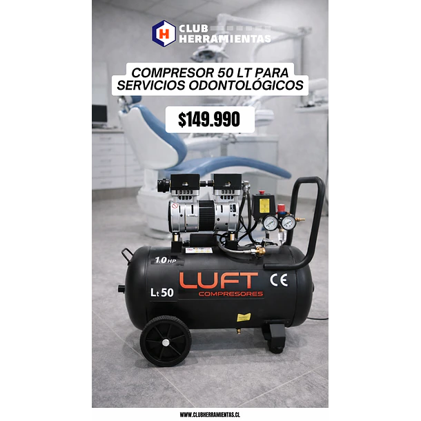 Compresor Dental Insonoro 50 L 1 HP LUFT