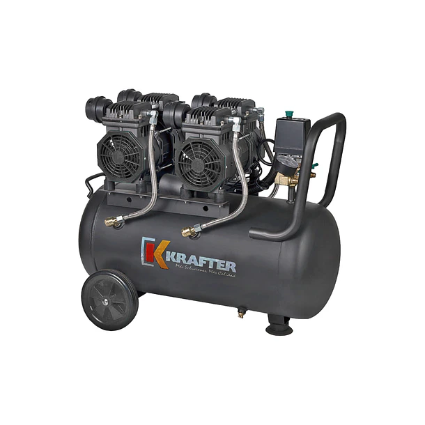 COMPRESOR LIBRE DE ACEITE 50L 1,1kw X2  3HP KRAFTER