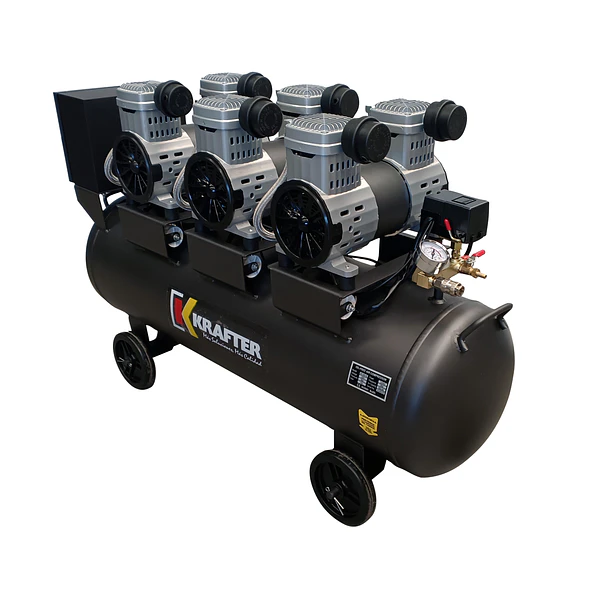 COMPRESOR LIBRE DE ACEITE 1.5kw X3  100L  6HP 2
