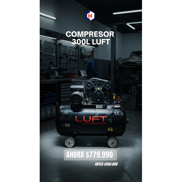 Compresor de Aire 3HP 300 Litros LUFT 