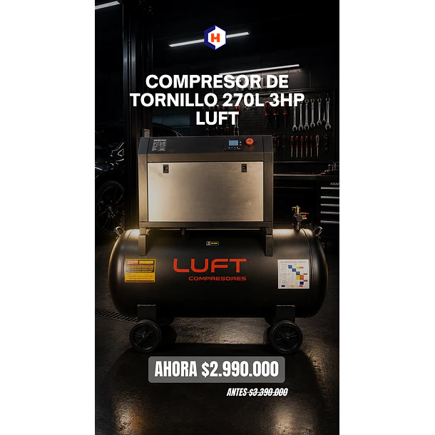 COMPRESOR DE TORNILLO 270L 3 HP LUFT