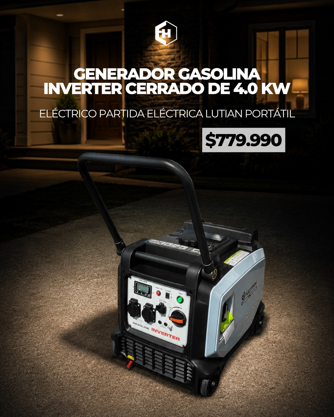 Generador Gasolina Inverter de 4.0 KW Eléctrico partida eléctrica Lutian portátil