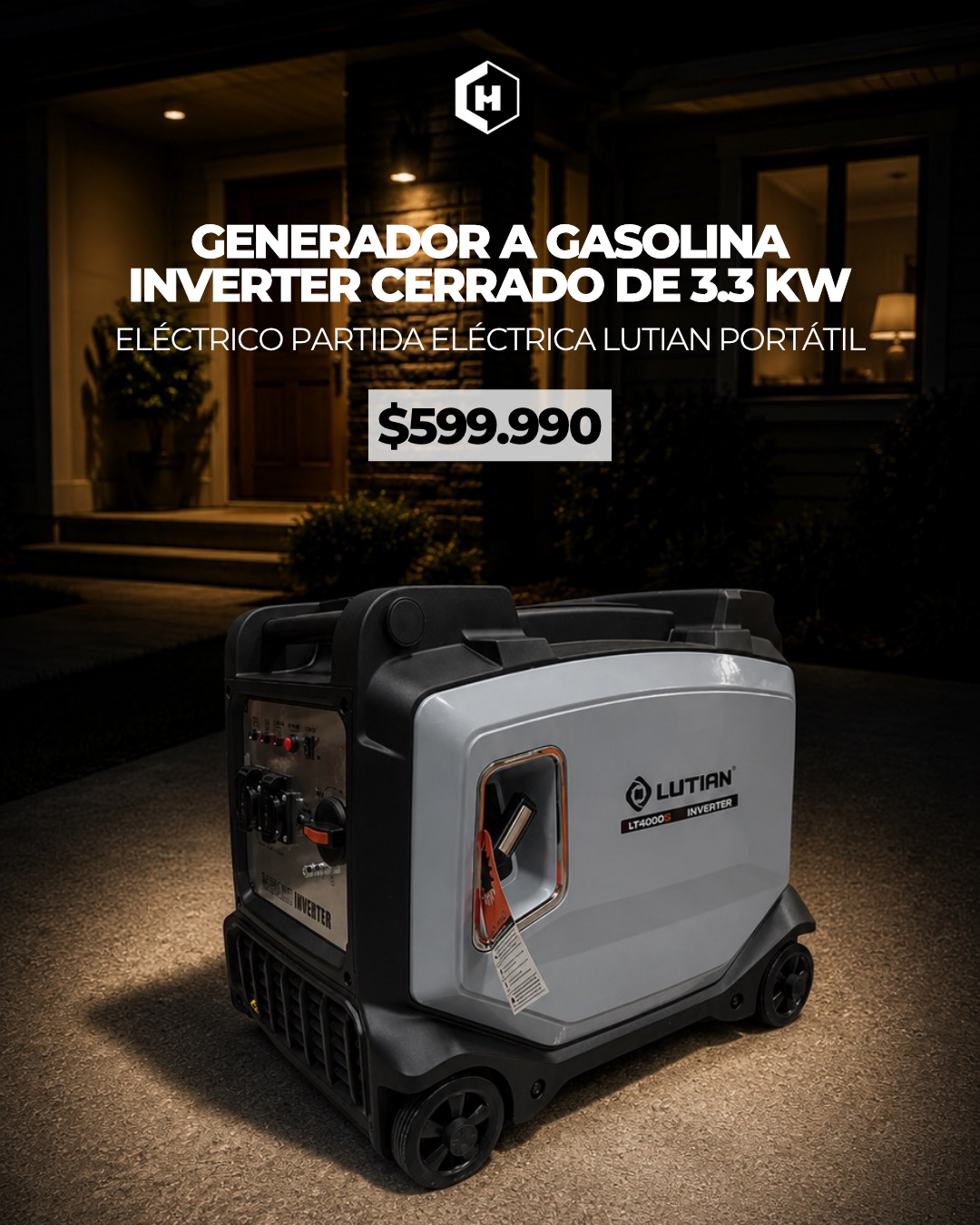 Generador a Gasolina Inverter 3.3 KW Lutian Modelo: LT4000I portátil