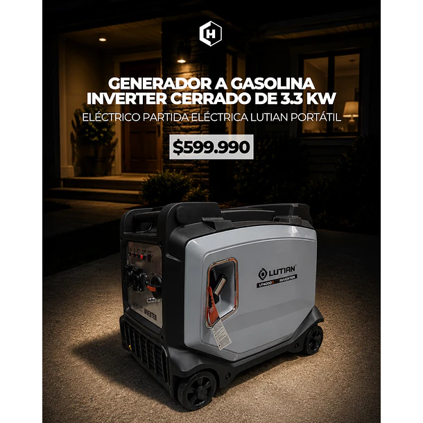 Generador a Gasolina Inverter 3.3 KW Lutian Modelo: LT4000I portátil