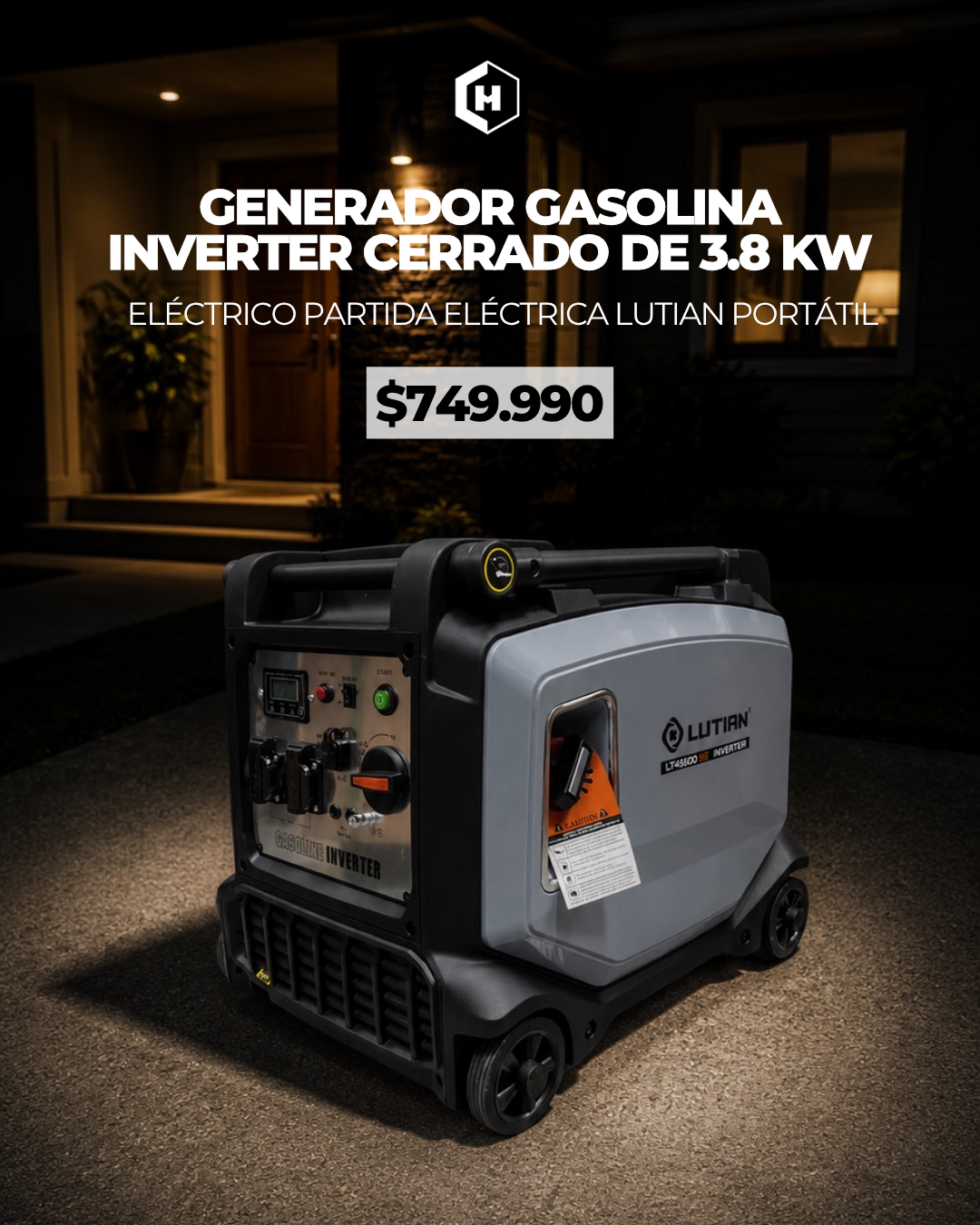 Generador Gasolina Inverter de 3.8 KW Eléctrico partida eléctrica Lutian portátil