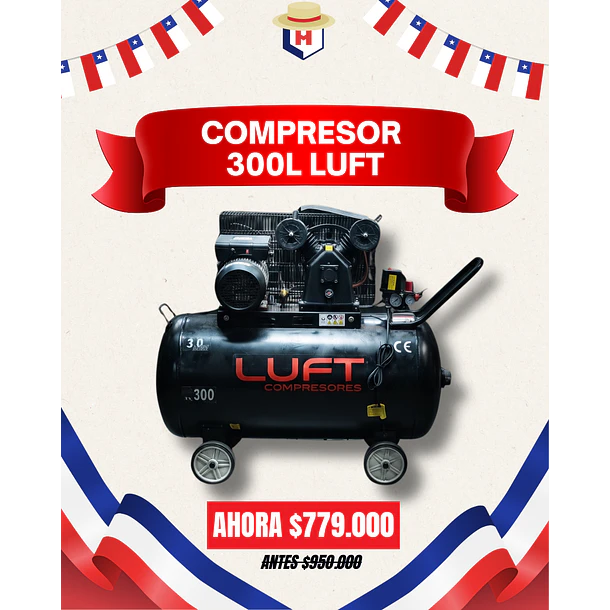 Compresor de Aire 3HP 300 Litros LUFT 