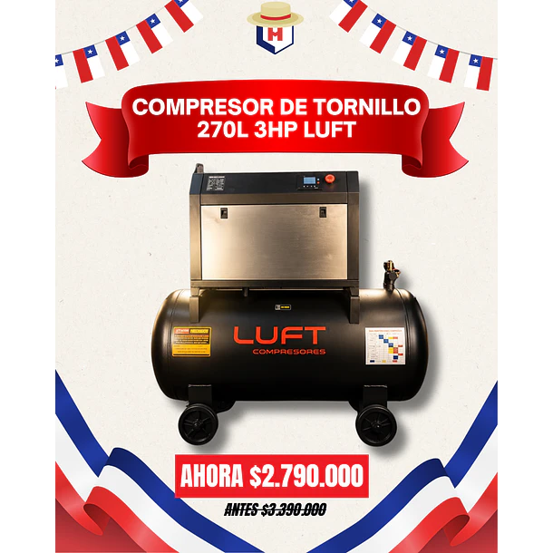 COMPRESOR DE TORNILLO 270L 3 HP LUFT