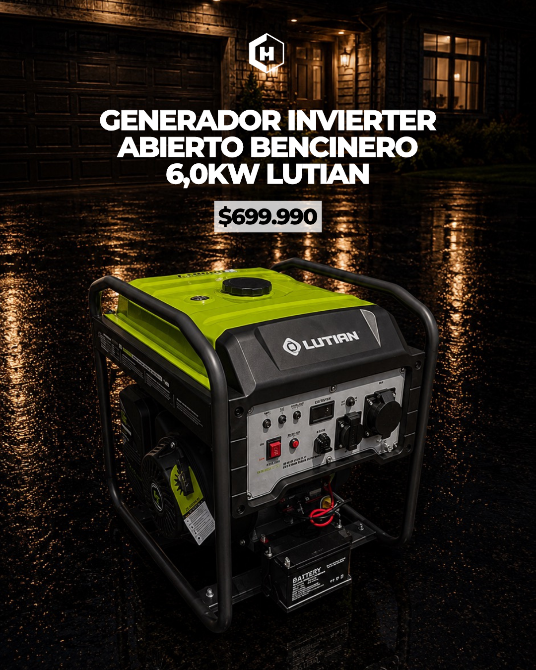 GENERADOR INVERTER BENCINERO ABIERTO 6,0KW LUTIAN