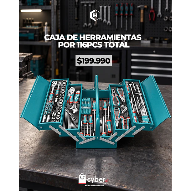 CAJA DE HERRAMIENTAS POR 116PCS TOTAL
