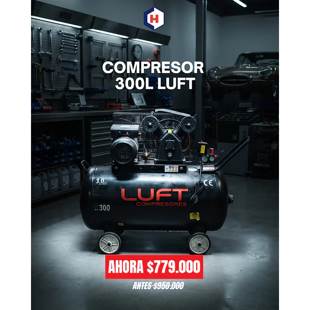Compresor de Aire 3HP 300 Litros LUFT 