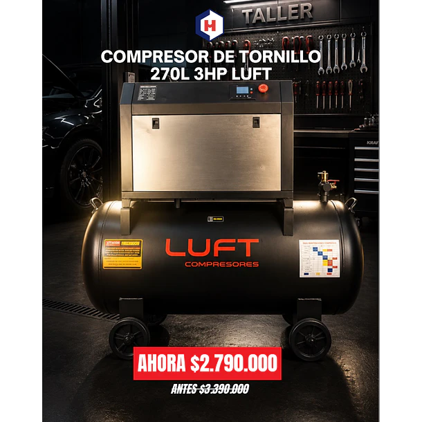 COMPRESOR DE TORNILLO 270L 3 HP LUFT 1