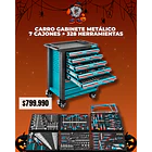 Carro Gabinete Metálico 7 Cajones + 328 Herramientas 1