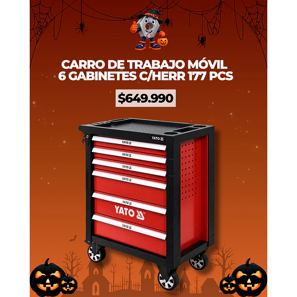 CARRO DE TRABAJO MOVIL 6 GABINETES C/HERR 177 PCS YT-55300