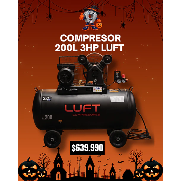 Compresor de Aire 3 HP 200 Litros LUFT