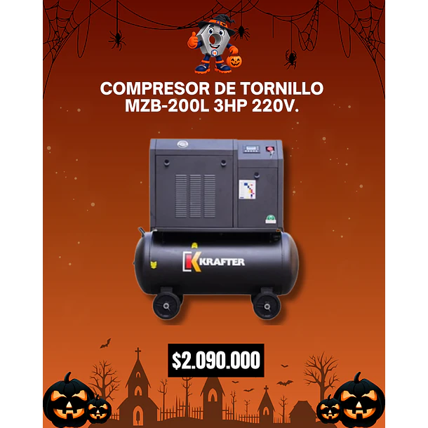 COMPRESOR DE TORNILLO MZB-200L 3HP 220V.