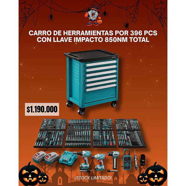 CARRO  DE HERRAMIENTAS POR 396 PCS CON LLAVE IMPACTO 850NM TOTAL