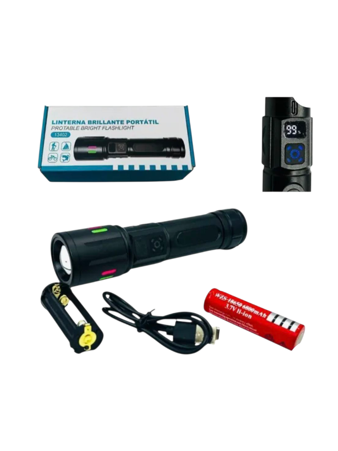 Linterna Led recargable con zoom Full metal IRM 13402 1