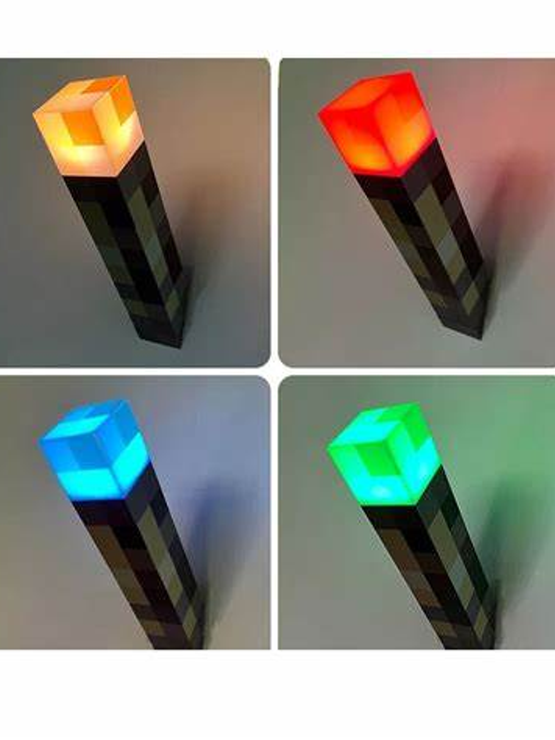 Minecraft Lámpara Antorcha 28 cm Recargable 4 Colores En 1 3