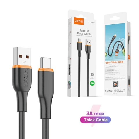 Cable Cargador Usb A Usb Tipo-c Vidvie Black CB4031T