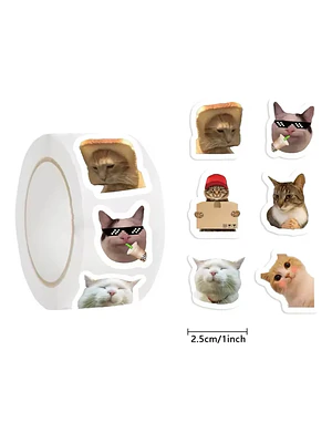 Rollo 500 Unidades Sticker Gatitos  Gato Meme (10 modelos de gatito diferentes en sticker)