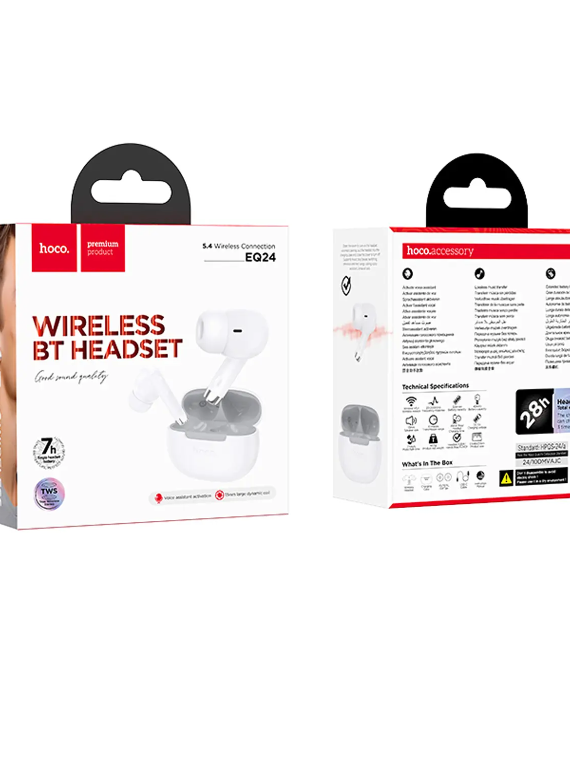 Audífonos Bluetooth  Hoco TWS EQ24 Estrella Blanco 2