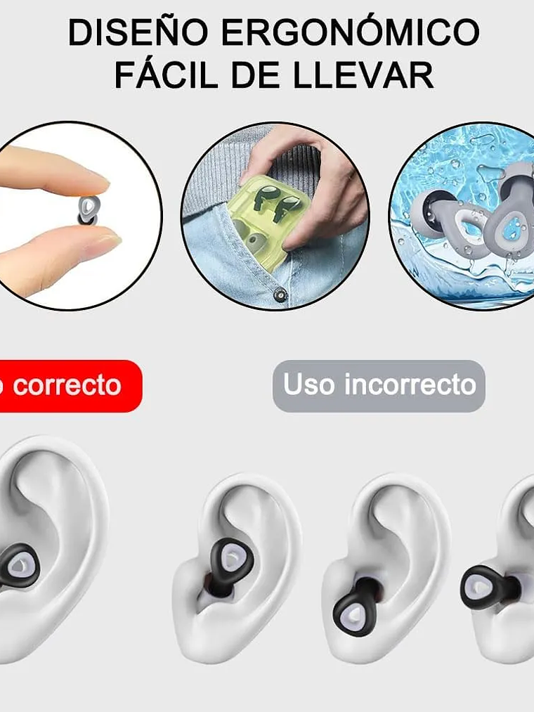 Tapones Antiruido Para Oídos Gota De Agua 3 Tamaños Cómodos 5