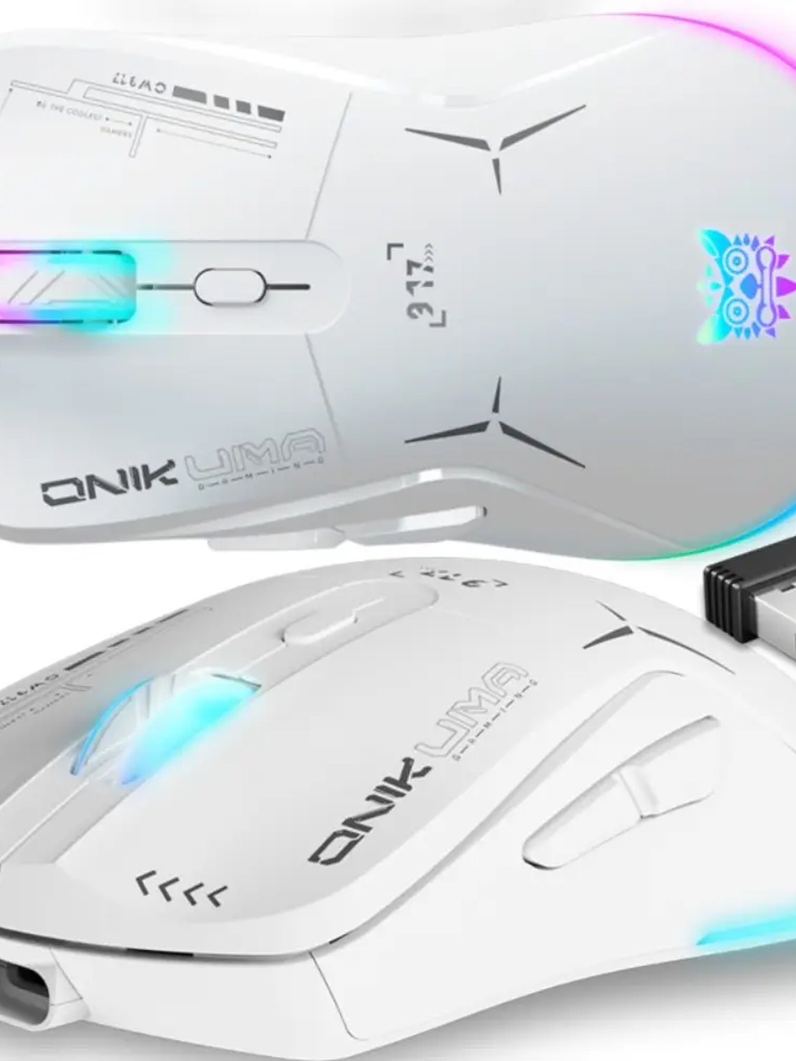 Mouse Gamer Onikuma Inalambrico CW917 Rgb 4800dpi White Blanco 3