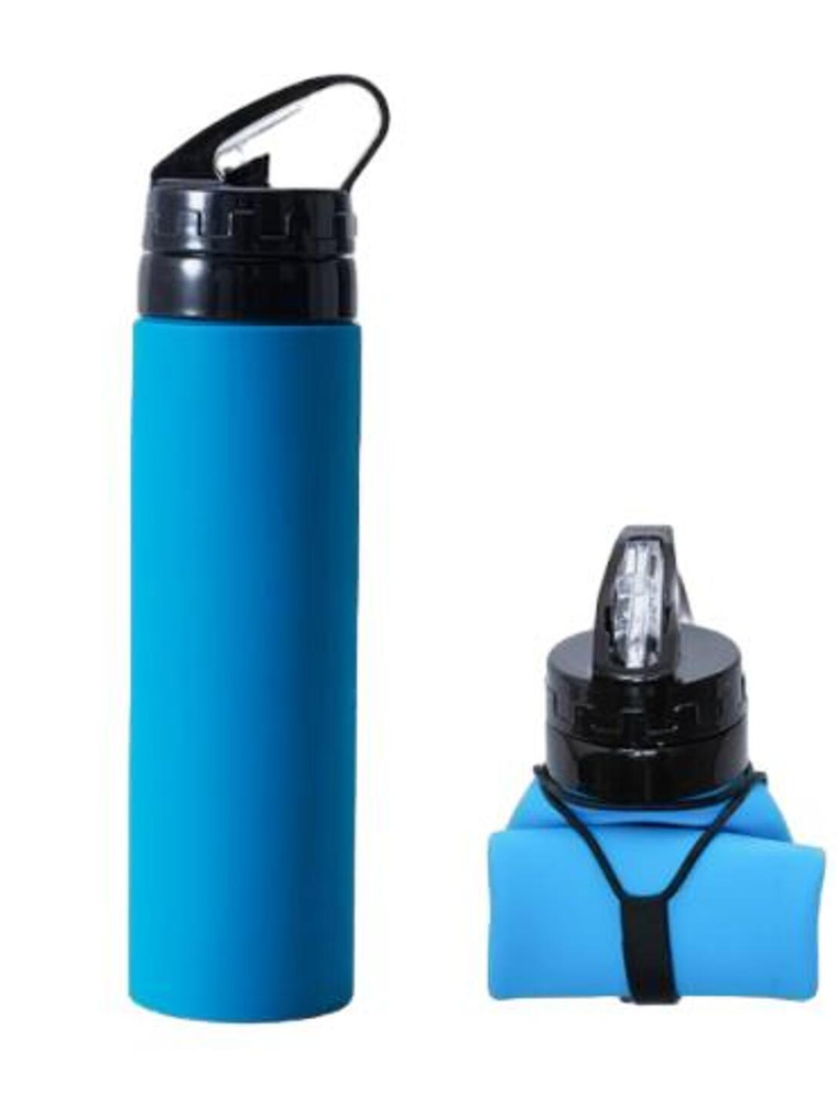Botella Termo De Agua Silicona Portátil Plegable 600ml- Azul 1