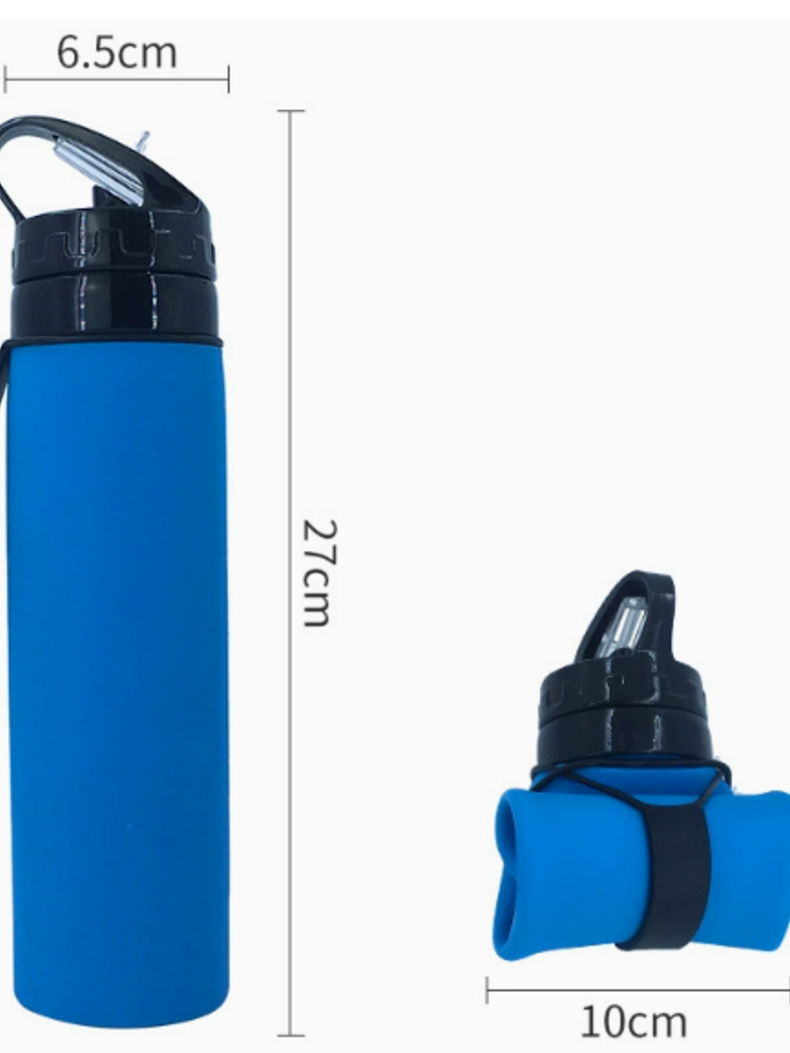 Botella Termo De Agua Silicona Portátil Plegable 600ml- Azul 2