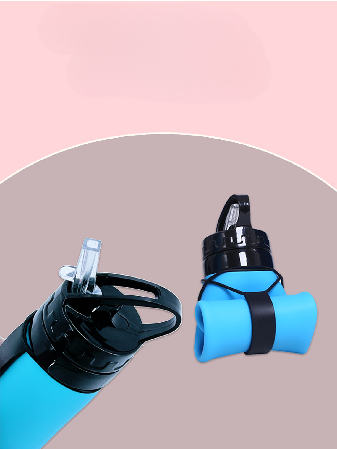 Botella Termo De Agua Silicona Portátil Plegable 600ml- Azul 3