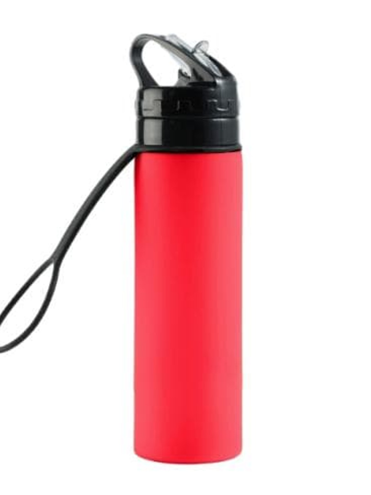 Botella Termo De Agua Silicona Portátil Plegable 600ml- Rojo 2