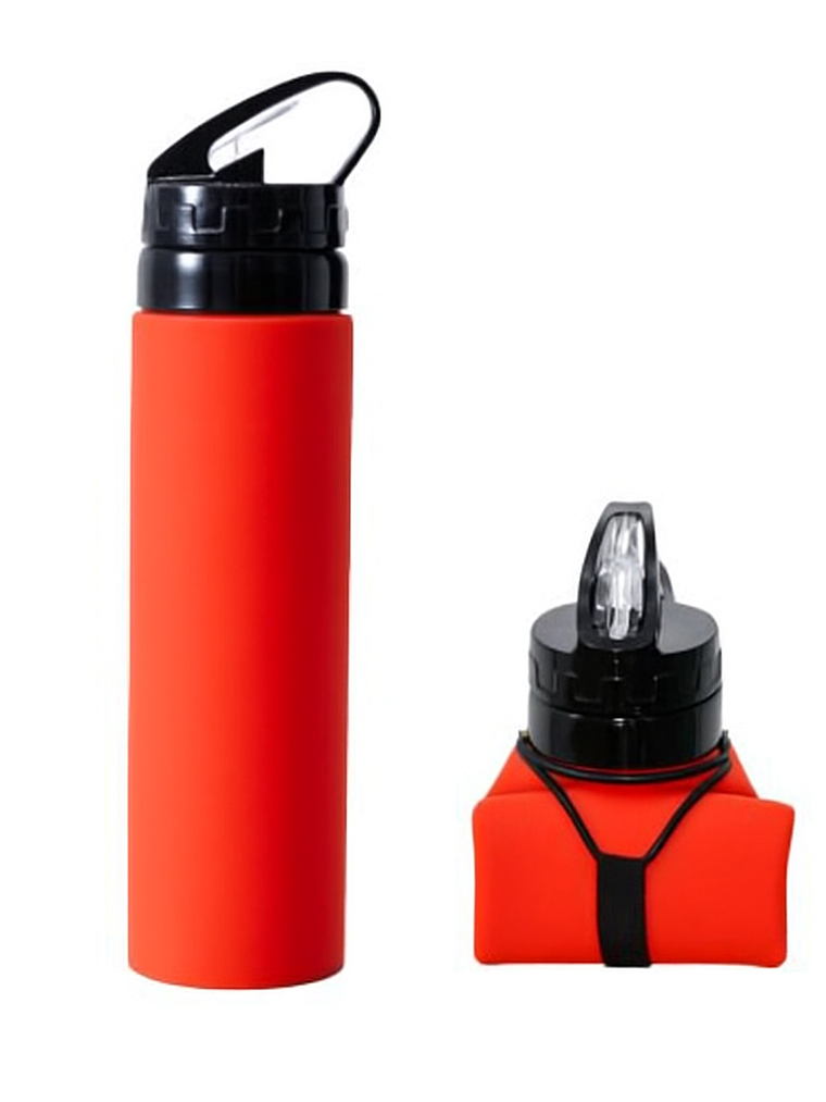 Botella Termo De Agua Silicona Portátil Plegable 600ml- Rojo 1