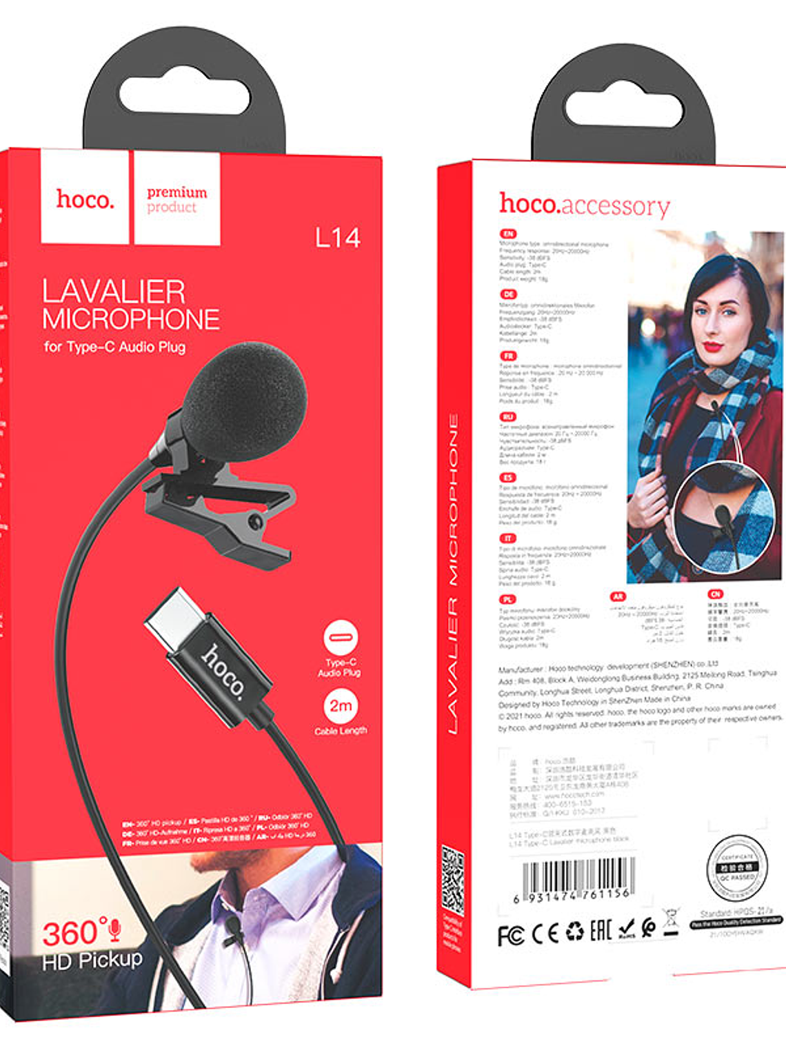 Microfono Externo Hoco L14 Tipo C Negro 1